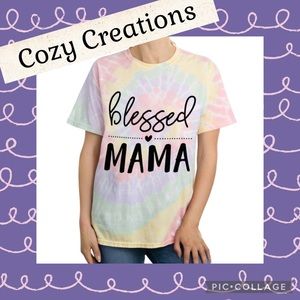 BLESSED MAMA TIE DYE GRAPHIC T-SHIRT NEW UNISEX SIZES.